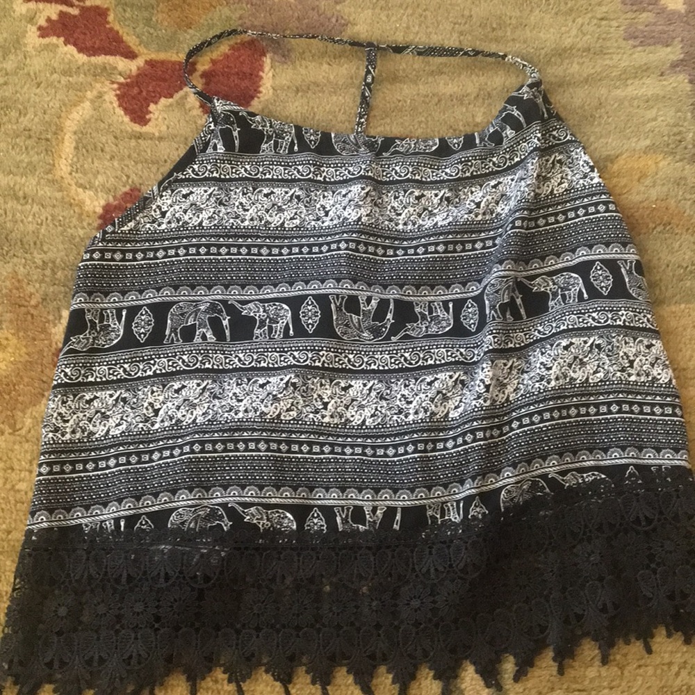 LA HEARTS black and white elephant top